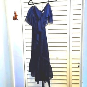 NWT Misa Wrap Navy Ruffled dress M